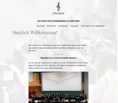 Screenshot der Webseite des Chors d'Acchord